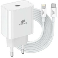 RIVACASE PS4101 WD5, 20W, USB-C  /  Lightning cable, White