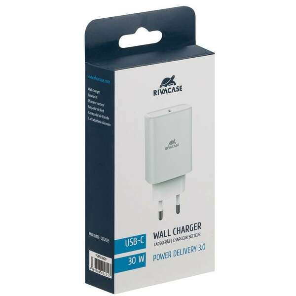 RIVACASE PS4193, 30W PD 3.0/ 1 USB-C, White RIVACASE PS4193, 30W PD 3.0/ 1 USB-C, White