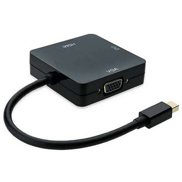 E-GREEN Adapter Mini DisplayPort (M) - HDMI+VGA+DVI-I Dual Link (F) crni 