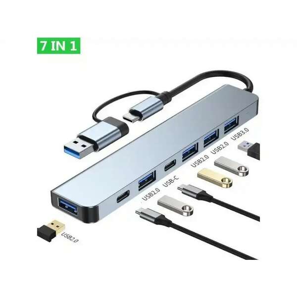 E-GREEN USB 3.1 tip C - HUB Superbrzi 7port USB 3.0 