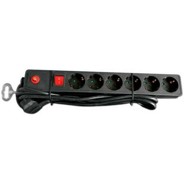 E-GREEN Kabl naponski 6u/3m sa prekidacem i zastitom (crni)