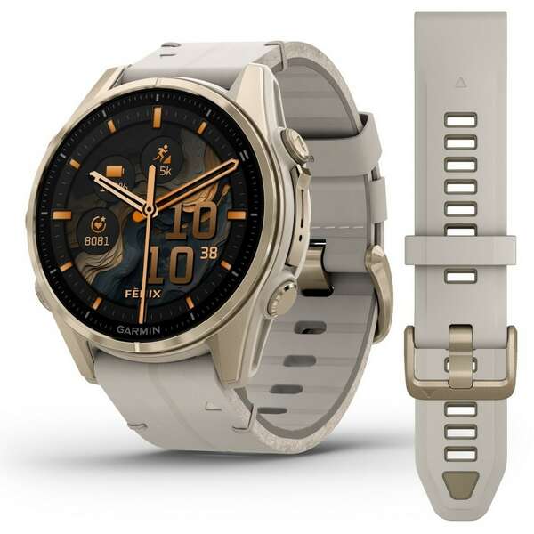 GARMIN Fenix 8 43mm Sapphire Fog Gray Leather