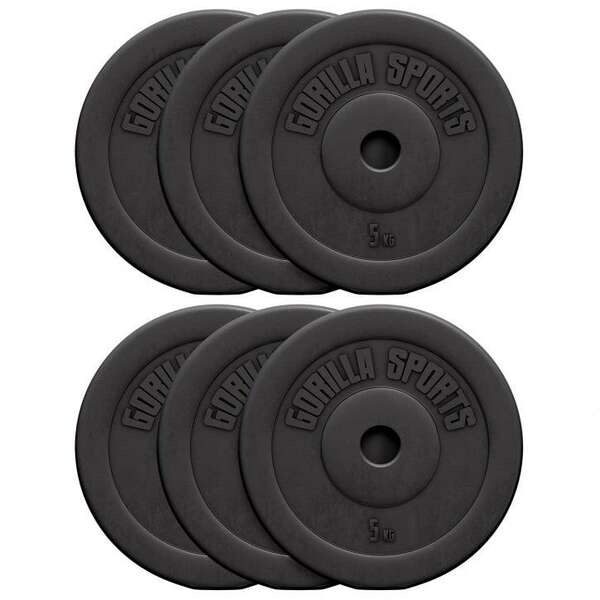 GORILLA SPORTS Set tegova oblozenih plastikom 30 kg (6 x 5 kg)