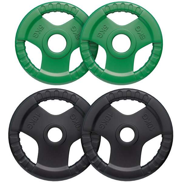 GORILLA SPORTS Set gumiranih olimpijskih tegova (2x5 kg i 2x10 kg)
