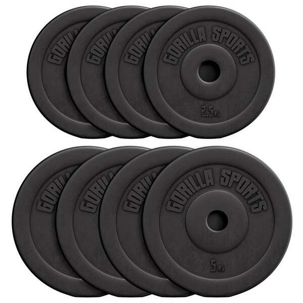GORILLA SPORTS Set tegova oblozenih plastikom 30 kg (4x2,5 + 4x5 kg)