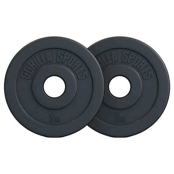 GORILLA SPORTS Set plasticnih olimpijskih tegova 10 kg (2 x 5 kg)
