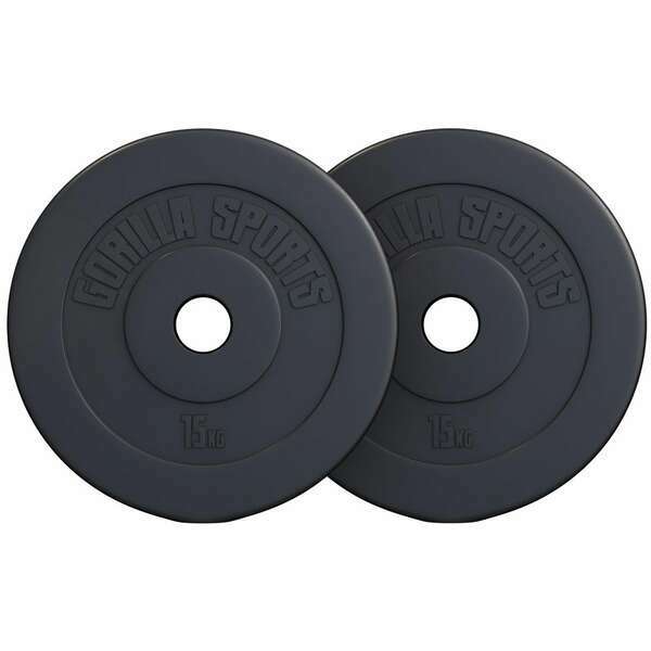 GORILLA SPORTS Set plasticnih olimpijskih tegova 30 kg (2 x 15 kg)