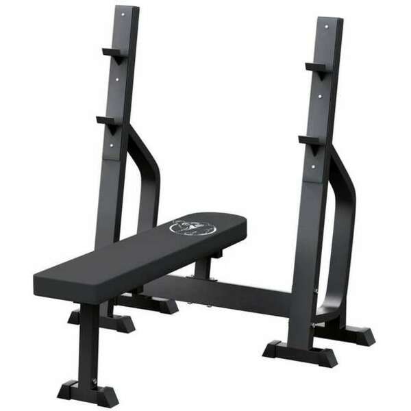 GORILLA SPORTS Ravna benc klupa sa sirokim stalkom za sipku (Crna)