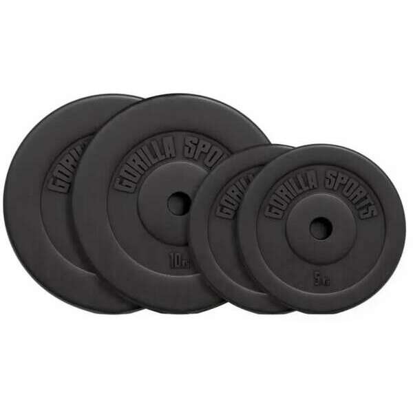 GORILLA SPORTS Set tegova oblozenih plastikom 30 kg (2x5 + 2x15 kg)