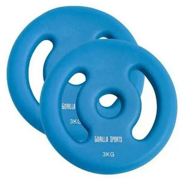 GORILLA SPORTS Set od 2 gumirana tega 30 mm (2 x 3 kg)
