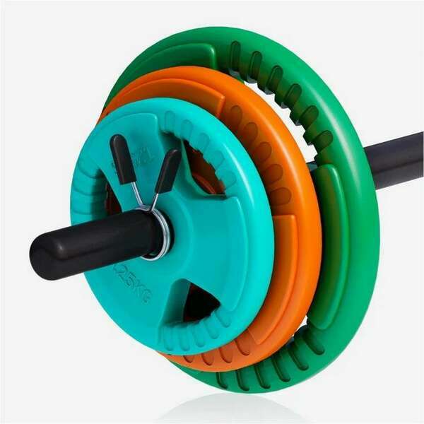 GORILLA SPORTS Sipka za aerobik sa tegovima i 2 sigurnosne opruge za diskove (20 kg)