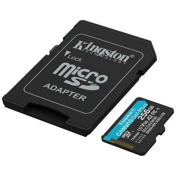 KINGSTON CanvasGo!Plus SDCG4, MicroSD 256GB + adapter, UHS-I, Class 10