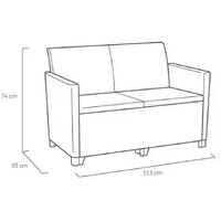 KETER Claire 2 seater sa box stolom grafit 
