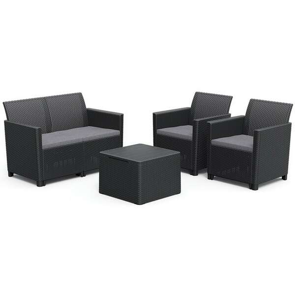 KETER Claire 2 seater sa box stolom grafit 