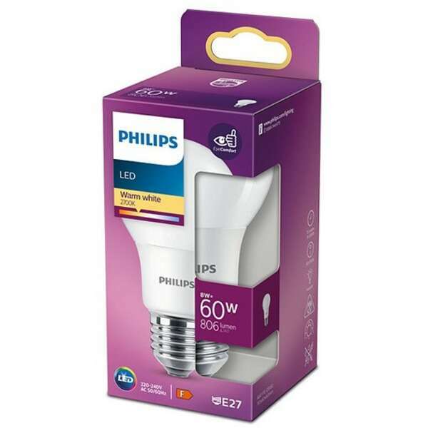 PHILIPS PS798    8W (60W) A60 E27 WW 2700K  FR ND 1PF/10