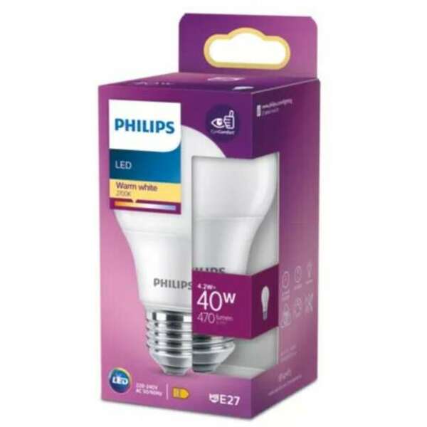 PHILIPS    4,2W (40W) A60 E27 WW 2700K FR ND 1SRT4 PS815
