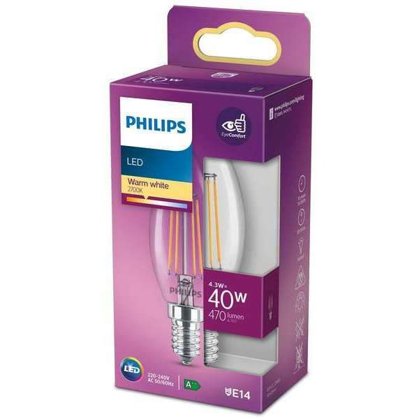 PHILIPS PS805   classic  4,3W(40W) B35 E14 2700K WW CL ND RFSRT4