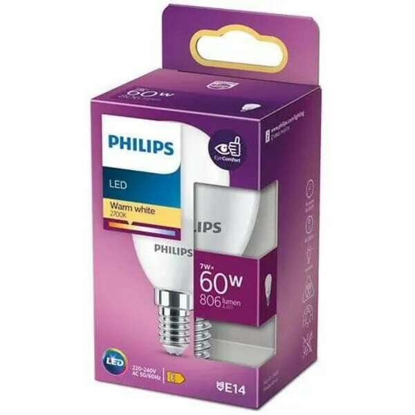 PHILIPS PS801    7W ( 60W) P48 E14 WW FR ND 1SRT4