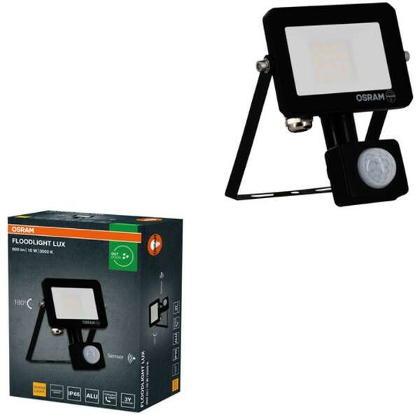 OSRAM  FL reflektor LUX senzor 10W 3000K IP65 crni
