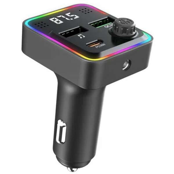 KETTZ FM Transmiter i Punjac Floyd – 2×USB QC3.0 + Type-C PD30W, LED