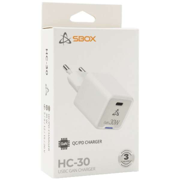 S-BOX HC 30, 2 x USB-C 30W GAN Home Charger