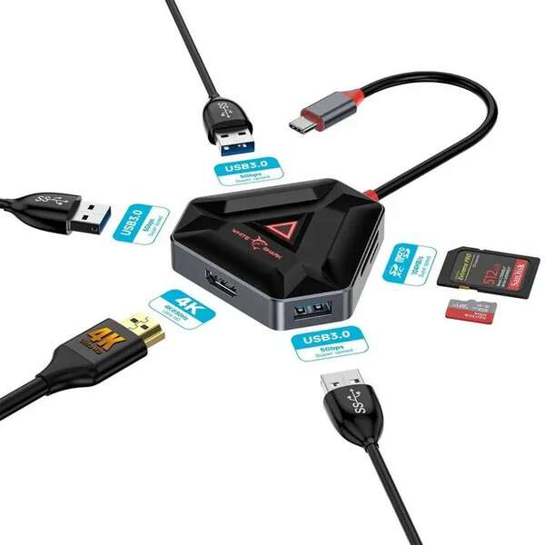 WHITE SHARK HEXAGON 6 u 1 USB - C HUB