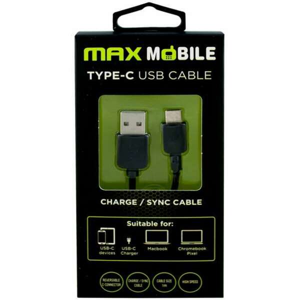 MAX MOBILE  USB 2.0 TYPE C 1m crni