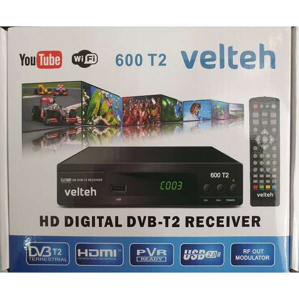 VELTEH 600T2 DVB-T2 prijemnik+RF+ HDMI 1m