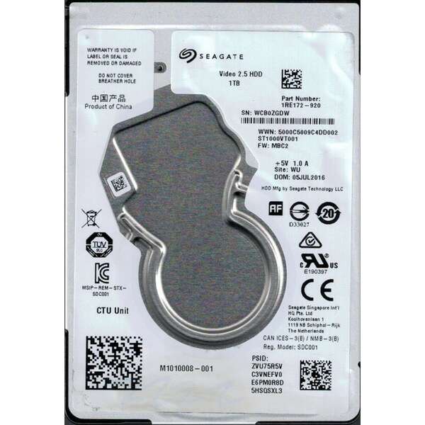 SEAGATE HDD 2.5" 1TB ST1000VT001 5400RPM 128MB SATA3 ARHIVA