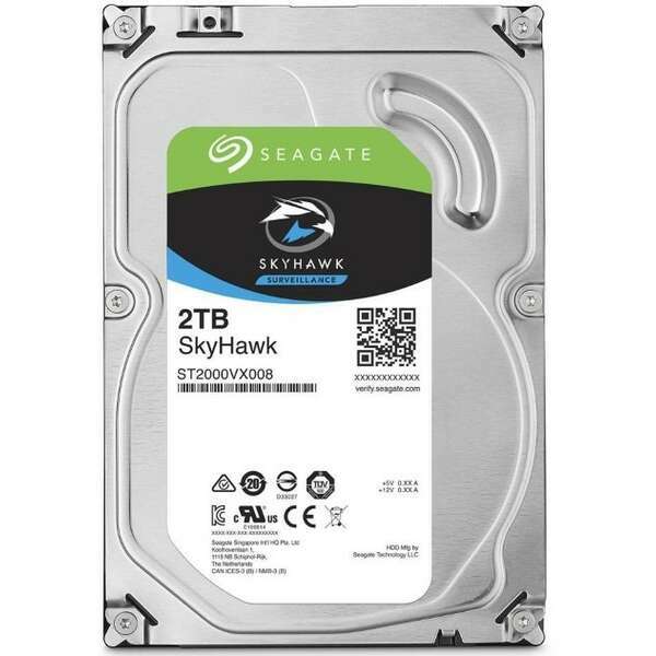 SEAGATE 2TB 3.5 SATA III 64MB ST2000VX008 SkyHawk Surveillance