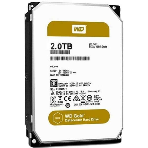 WD 2TB 3.5 SATA III 128MB 7.200 WD2005FBYZ Gold