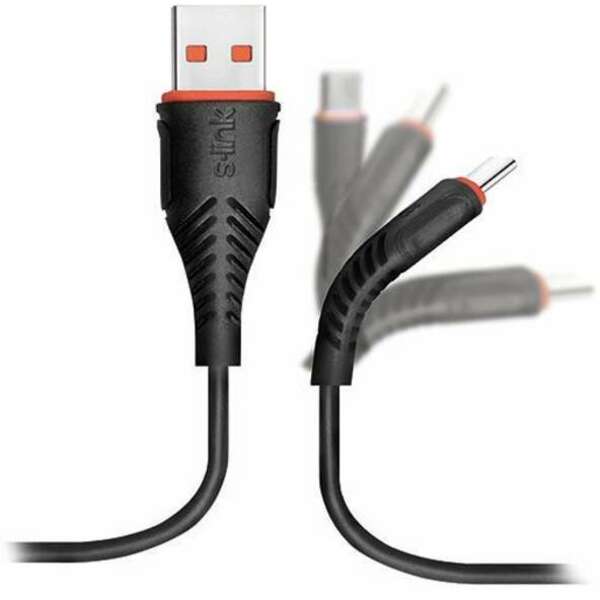 S-LINK crni Data kabl Micro USB 1,2m 3A