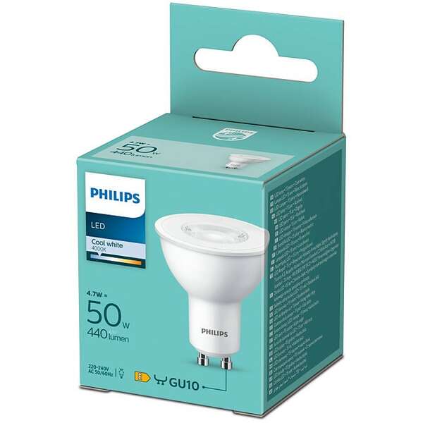 PHILIPS 4.7W(50W) GU10 CW 36D ND 1PF/6 DISC