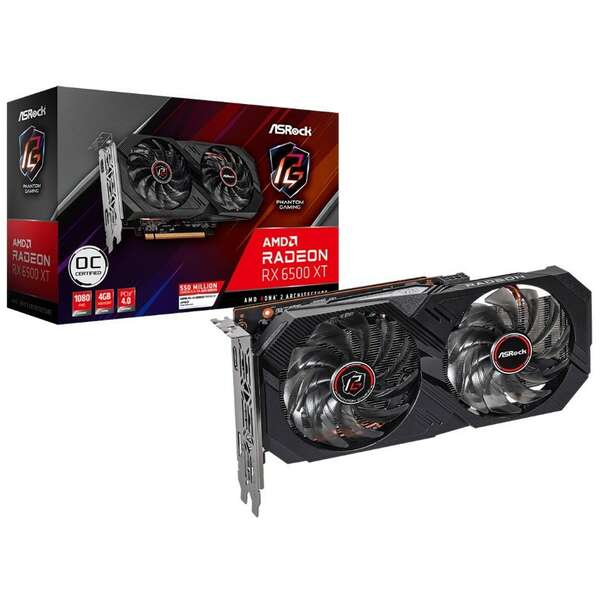 ASROCK AMD Radeon RX 6500 XT Phantom Gaming D 4G OC 4GB 64bit RX6500XT PGD 4GO
