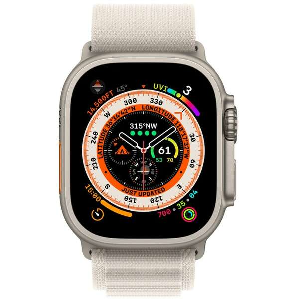 APPLE Watch Ultra GPS + Cellular 49mm Titanium Case with Starlight Alpine Loop - Small mqfq3se/a 