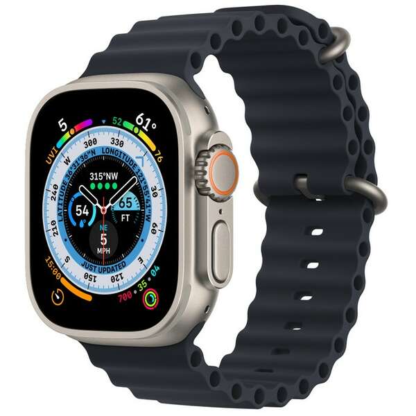 APPLE Watch Ultra GPS + Cellular 49mm Titanium Case with Midnight Ocean Band mqfk3se/a 