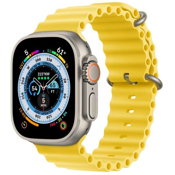 APPLE Watch Ultra GPS + Cellular 49mm Titanium Case with Yellow Ocean Band mnhg3se/a 