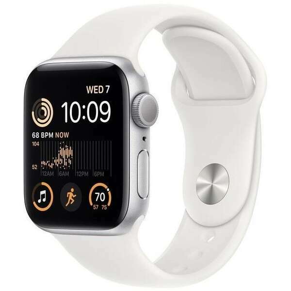 APPLE Watch SE2 GPS 40mm Silver Aluminium Case with White Sport Band - Regular mnjv3se/a 