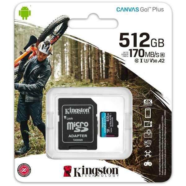 KINGSTON Mem.kartica+adapter Canvas Go! Plus microSD 512GB, sdcg3/512gb
