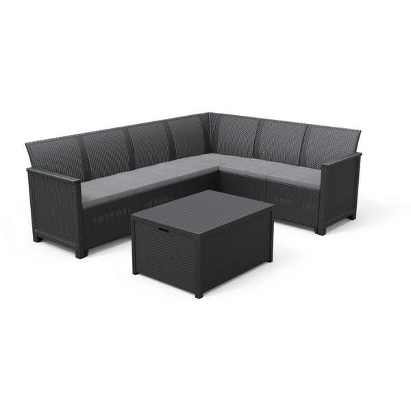 KETER Bastenski set ugaoni Elodie 6 seater sa box stolom grafit