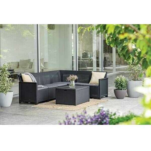 KETER Bastenski set ugaoni Elodie 6 seater sa box stolom grafit
