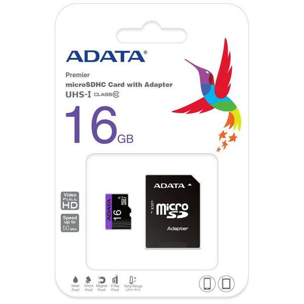 ADATA MICRO SD 16GB + SD ADAPTER (AUSDH16GUICL10-RA1)