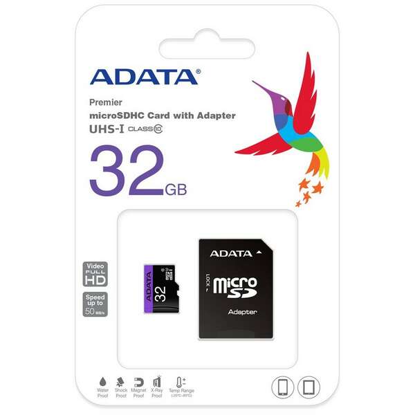 ADATA MICRO SD 32GB + SD ADAPTER (AUSDH32GUICL10-RA1)