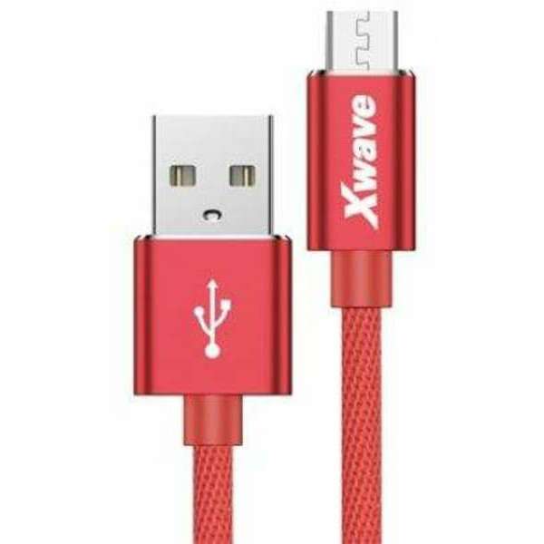 XWAVE USB Micro 2m 2A Al /red mesh