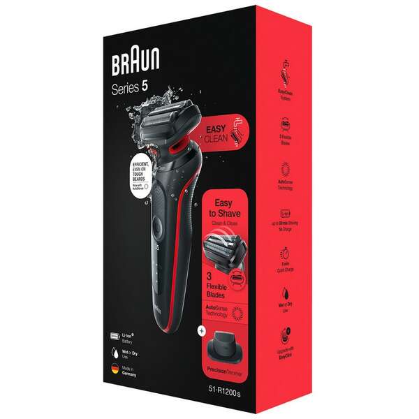 BRAUN SHAVER 51-R1200s RED EURO