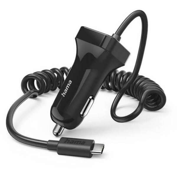 HAMA Auto punjac, USB tip-C, 12W, 12-24V, 5V/2.4A, crni