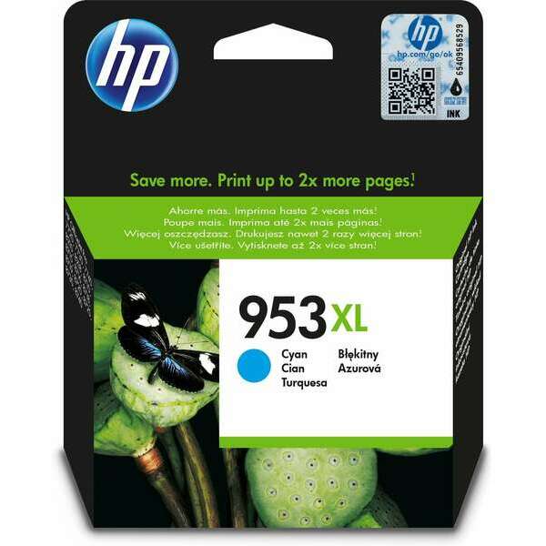 HP 953XL High Yield Cyan Original Ink Cartridge - F6U16A