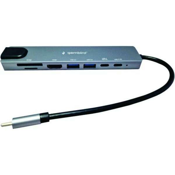 GEMBIRD A-CM-COMBO8-05 USB HUB Type-C 8-in-1 multi-port adapter USB-C+USB-A+HDMI+PD+card+RJ45