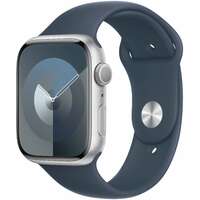 APPLE Watch S9 GPS 45mm Silver Alu Case with Storm Blue Sport Band - S / M mr9d3se / a