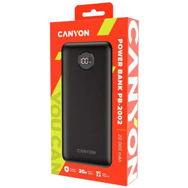 CANYON Power Bank 20000mAh 20W Black CNE-CPB2002B